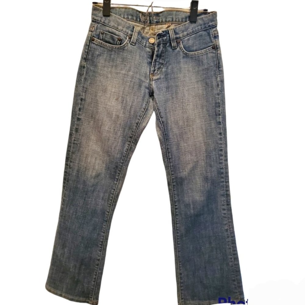 BeBe Rhinestone Jeans with rhinestone logo across the back